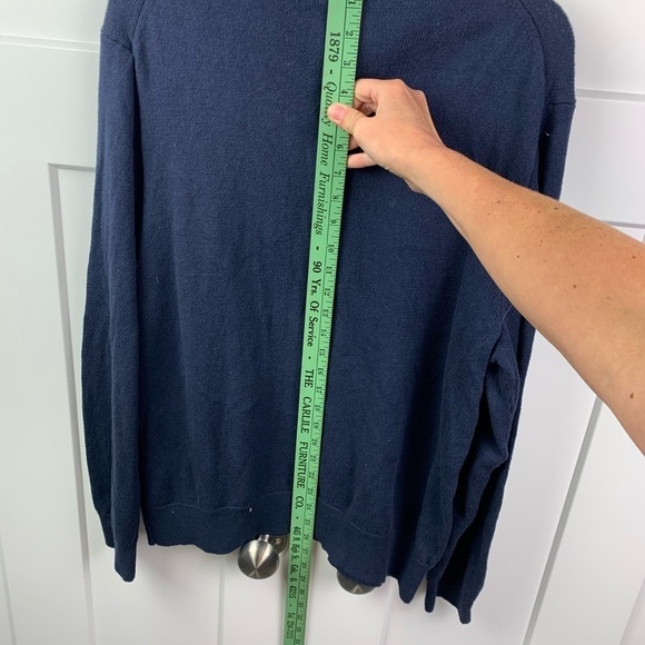 J Crew Factory Mens XL 100% Cotton half zip sweater Navy Blue Mock Neck - Picture 9 of 10